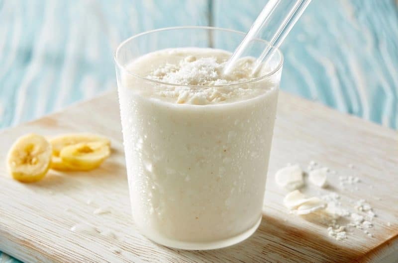 Banana coconut milkshake in the Ninja Slushi