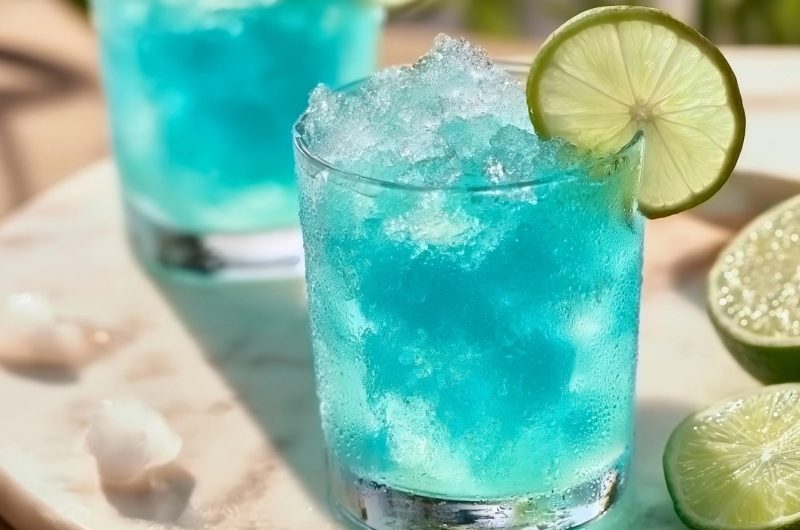 Cocktail gin curaçao bleu citron vert au Ninja Slushi