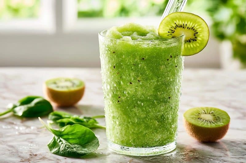 Smoothie vert épinard kiwi au Ninja Slushi